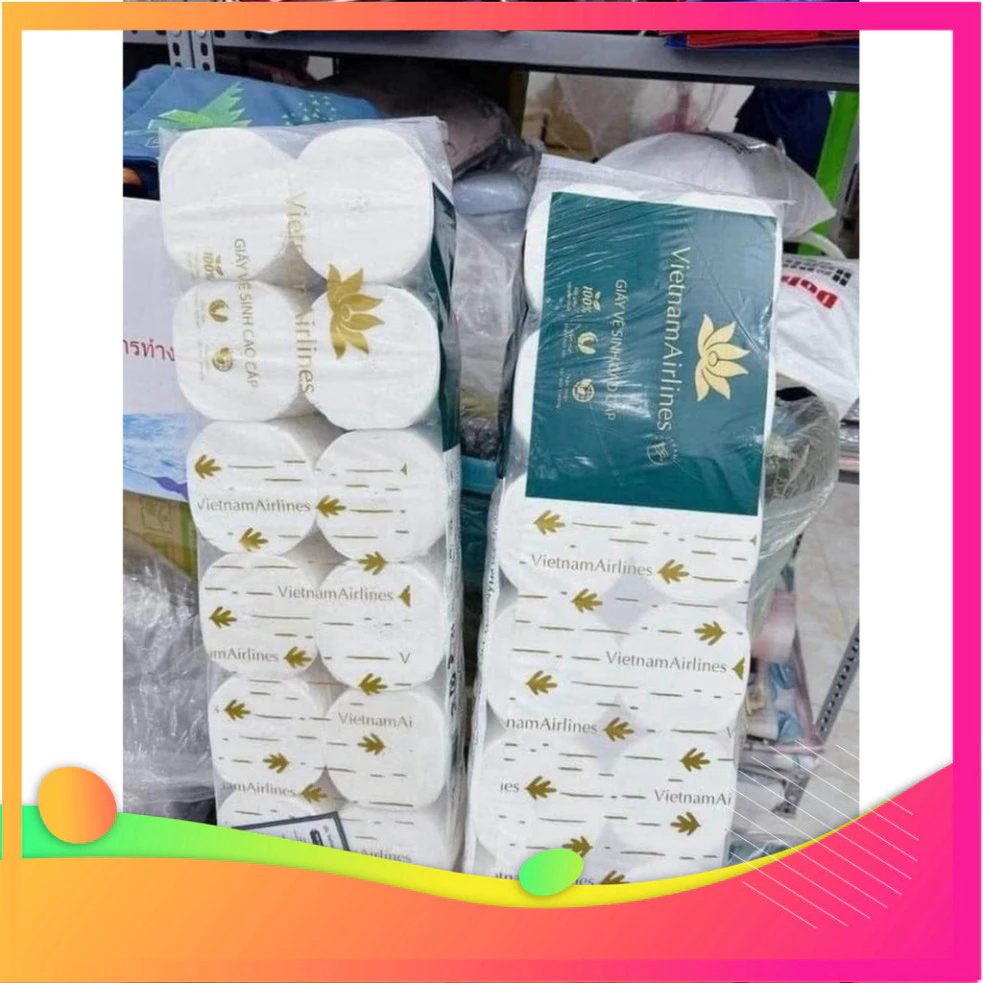 12 cuộn giấy lau chùi cao cấp, tặng thêm 1 gói khăn ăn khổ to.