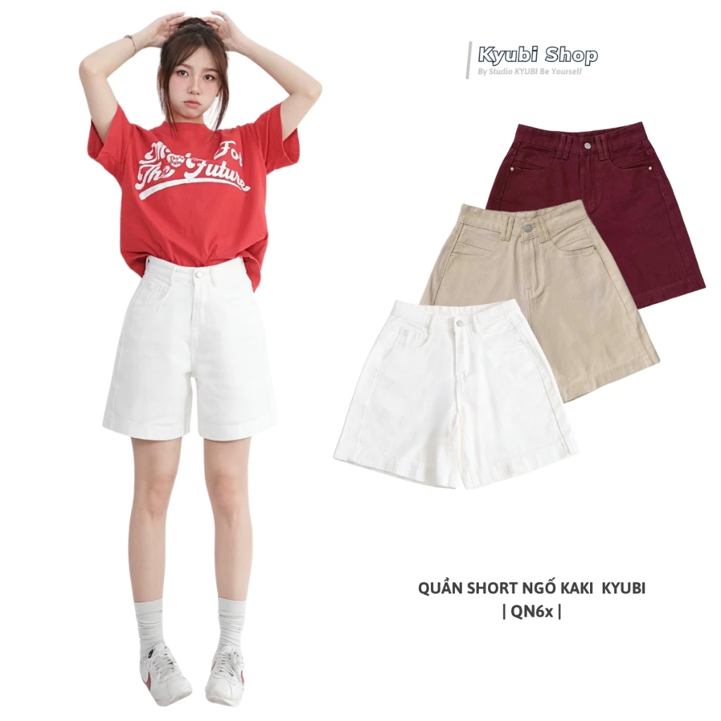 Quần short ngố nữ form ống rộng Kyubi basic năng động cho nữ (có bigsize) - quần đùi sot nữ màu đỏ trendy QN61