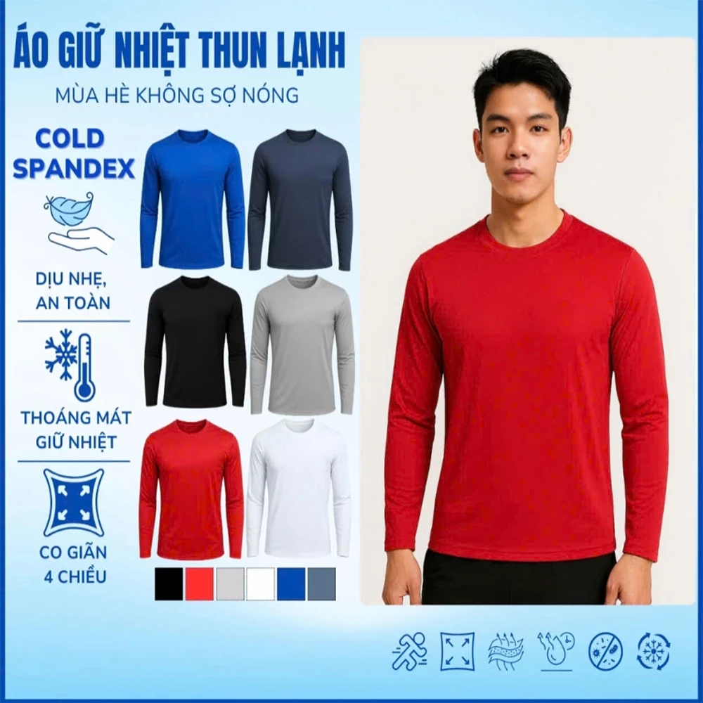 [Combo 3] Áo Dài Tay Giữ Nhiệt-Chất thun lạnh co giãn 4 chiều mềm mại Thoải mái hoạt động-Chất đẹp hàng VN 40-90KG
