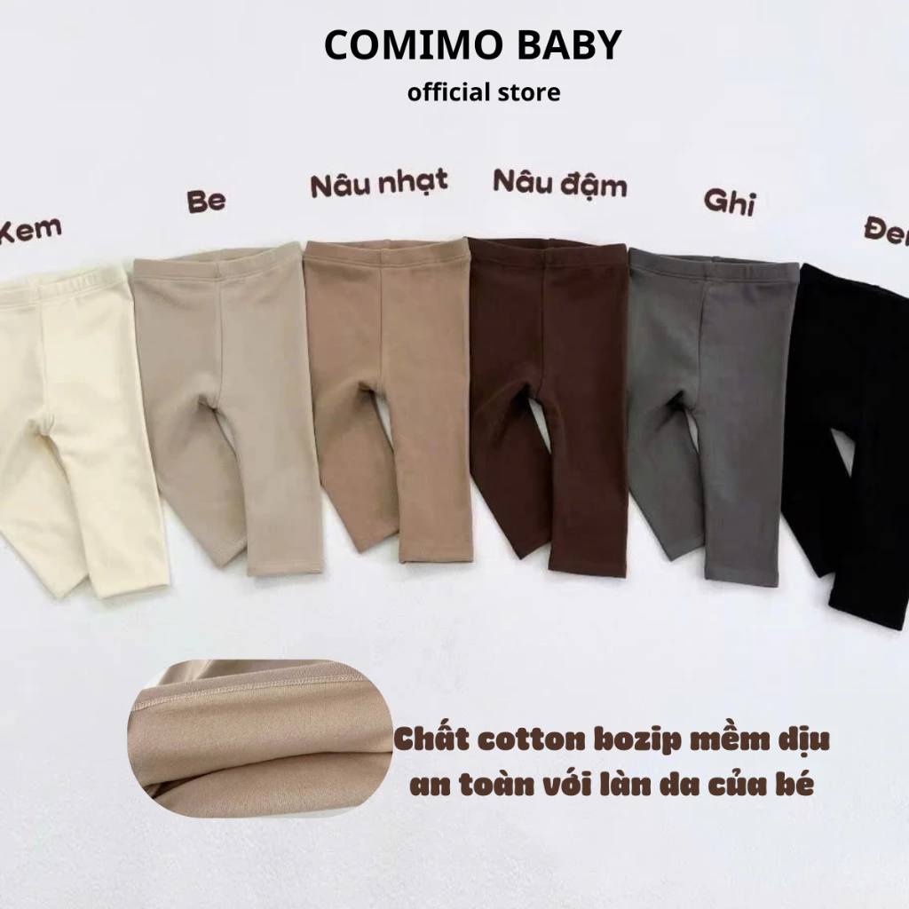 Quần Legging Cho Bé Chất Bozip Mềm COMIMO BABY quần dài legging mềm mịn cho bé trai bé gái size từ 5-18kg