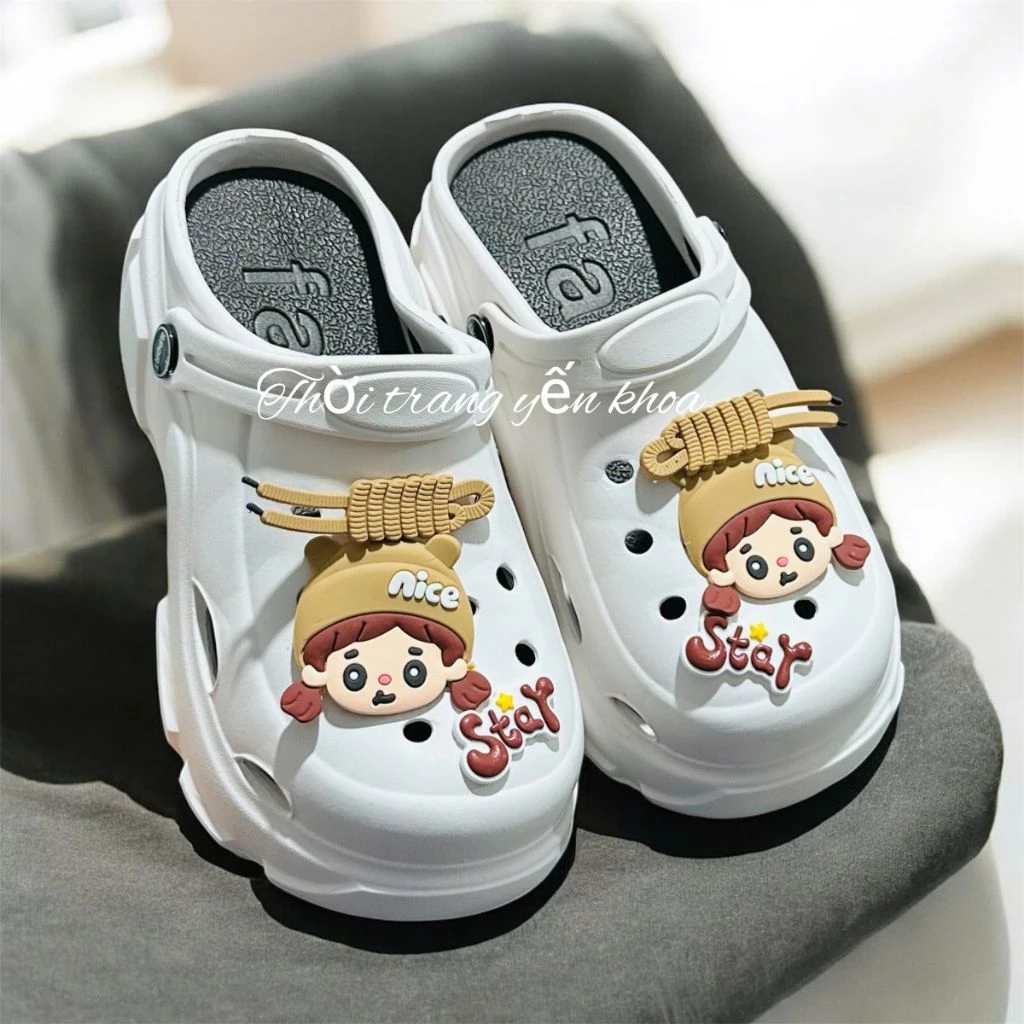 Dép Sục Nữ Đế Cao 7_8 cm , Gắn Kèm Cham Xinh Nhiều Màu Sắc  Cute Dễ Thương Dễ Đi Dễ phối Đồ