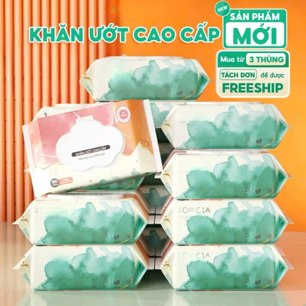Thùng 10 Gói Khăn Ướt Lau Đa Năng Không Chứa Cồn Cao Cấp,An Toàn Siêu Tiện Lợi
