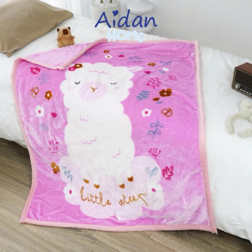 Chăn tuyết nhung 2 lớp baby Eiffel màu hồng lạc đà đạt chuẩn SGS size 110 x140cm