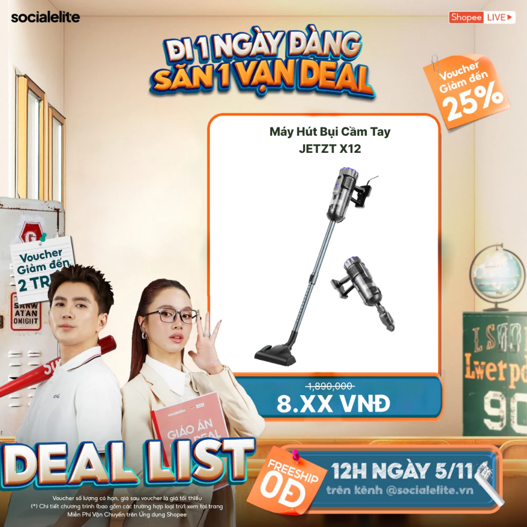 Máy hút bụi cầm tay đa năng 4in1 có dây JETZT X12, lực hút 21000PA