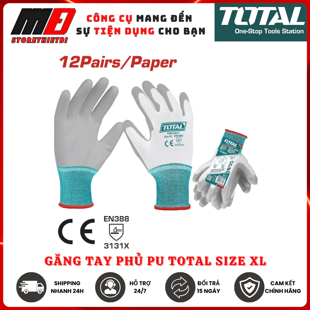 Găng Tay Phủ PU Sử dụng cho môi trường dầu (Ít dầu), v.v. size XL TOTAL TSPUG01 TSPUG02