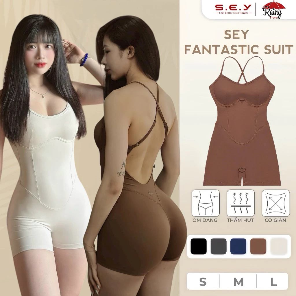 [SEY CHÍNH HÃNG JumpSuit ] SEY FANTASTIC/ SEY COLLAR SUIT Bộ đồ tập gym, jump có mút đệm, sẵn chun mông - Rainy Store