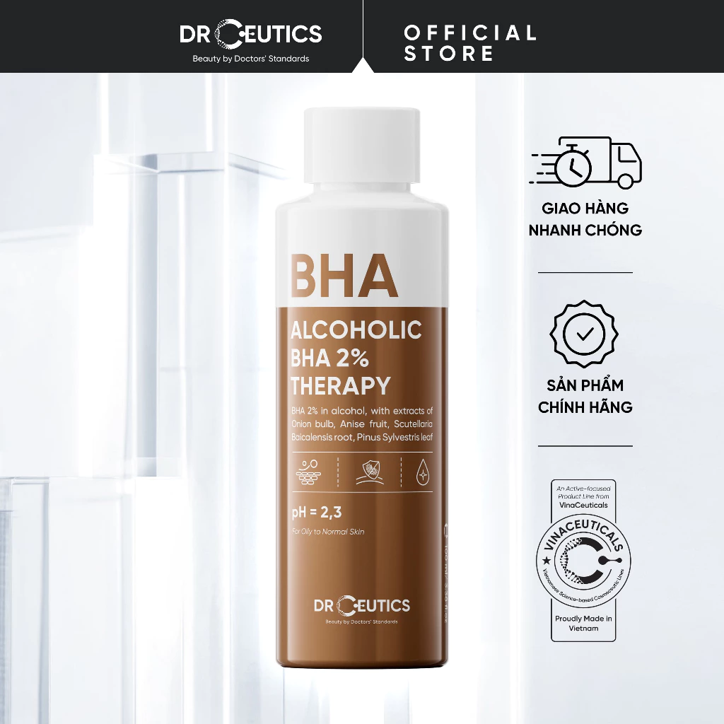 DRCEUTICS Dung Dịch Tẩy Tế Bào Chết Hóa Học BHA 2% THERAPY ACOLHOLIC (Nền Cồn) - Skincare Toner