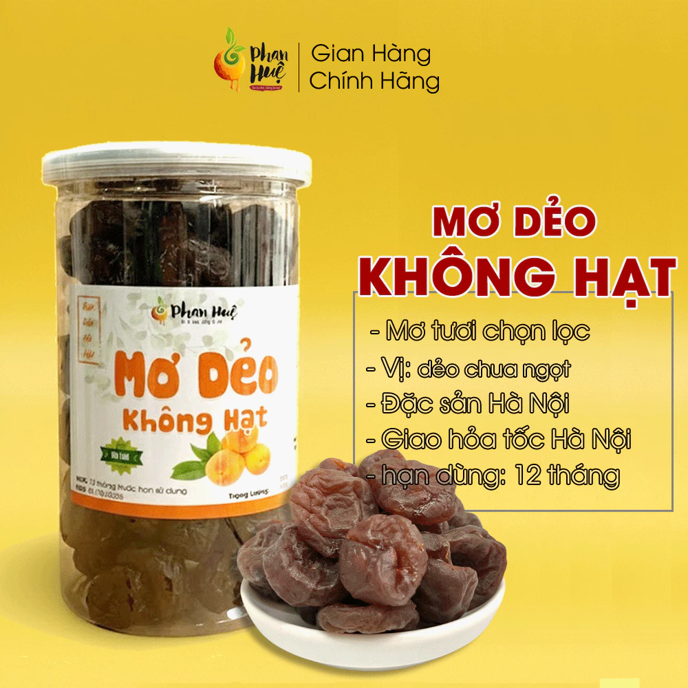 Mơ dẻo chua ngọt không hạt 100g 300g 500g - Ô Mai Phan Huệ. Ít đường. Hàng xuất khẩu. Đặc sản Hà Nội