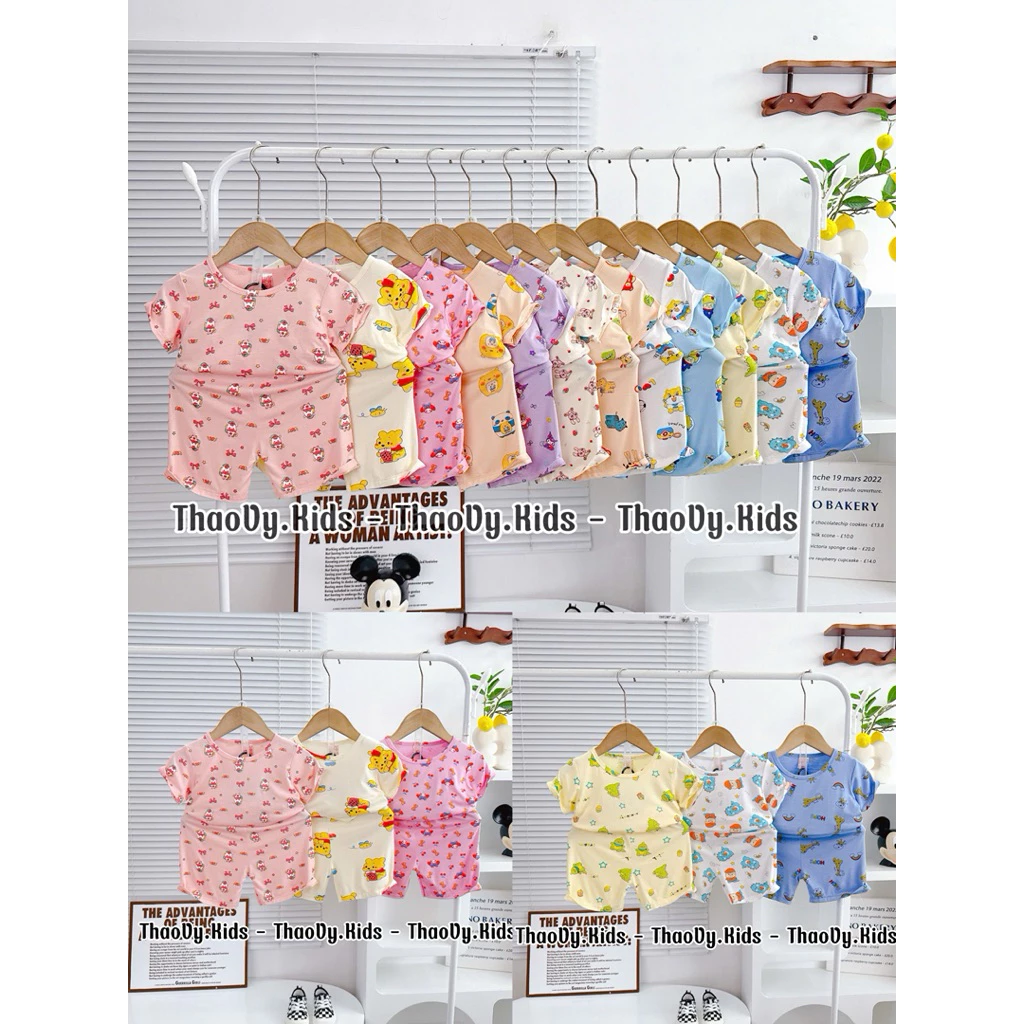 (M4) Đồ Bộ Thun Lạnh Tay Ngắn Quần Ngắn Loại 1 Hình Hoạ Tiết Cho Bé Trai Và Bé Gái ( Từ 5kg-16kg)