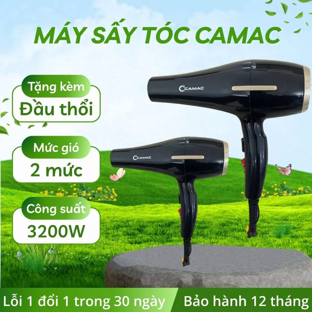 Máy sấy tóc Camac 3200W công suất mạnh – sấy khô nhanh, bảo vệ tóc, chế độ nóng lạnh