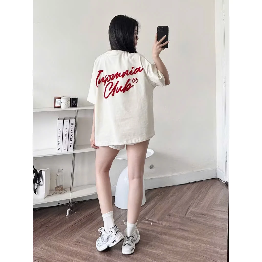 Áo phông nữ tay lỡ unisex INSO CLUB, Áo thun nam nữ form rộng mặc cặp, nhóm phong cách ulzzang
