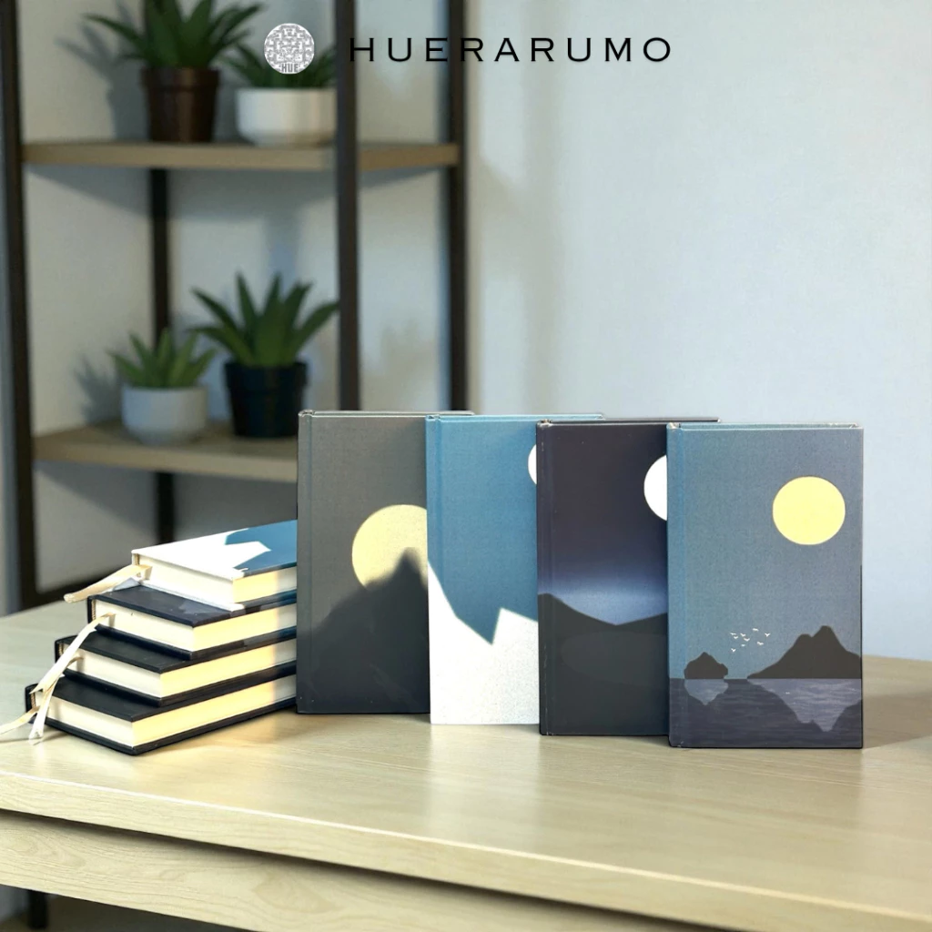 Sổ Tay Bìa Cứng 10.5x18.5cm HUERARUMO 200 Trang – Bộ Sưu Tập THE MOON– Giấy 100gsm – Kẻ Ngang / Chấm / Caro