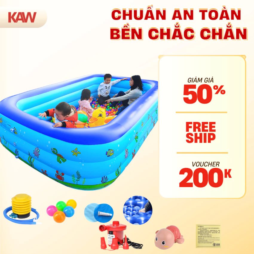 Bể bơi KAW cho bé, dày dặn 2 lớp chống trượt