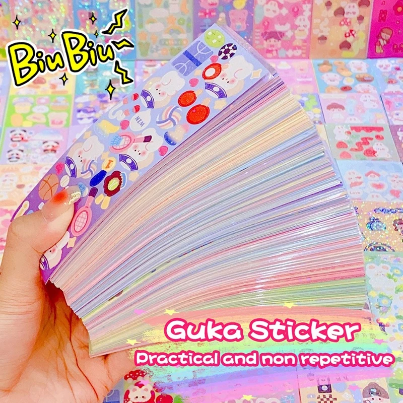 Set 100 miếng dán sticker lấp lánh trang trí sổ, sticker dán trang trí nhiều mẫu trang trí ảnh idol, toploader