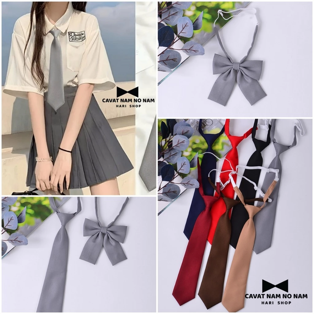 Nơ - Cà Vạt Cao Cấp Màu Trơn Nam Nữ Kỷ Yếu ,Cài Cổ Áo Đồng Phục Phong Cách JK, DK Nhật Bản - Cavat Nam Nơ Nam Hari Shop