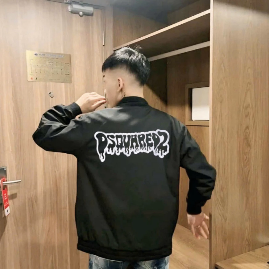 Áo Khoác Gió 2 Lớp DSQUARED2 Chữ Chảy, Cổ Tay Bo Gân, Khóa Bạc, Full Tag Mác, Size S-XXL Đầy Đủ. Hot trend 2025