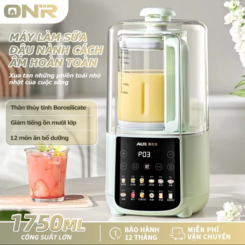 ONR-Máy Làm Sữa Hạt Đa Năng 1750ml, 10 Chức Năng Xay Nấu Tiện Lợi, Bảo Hành 12 Tháng