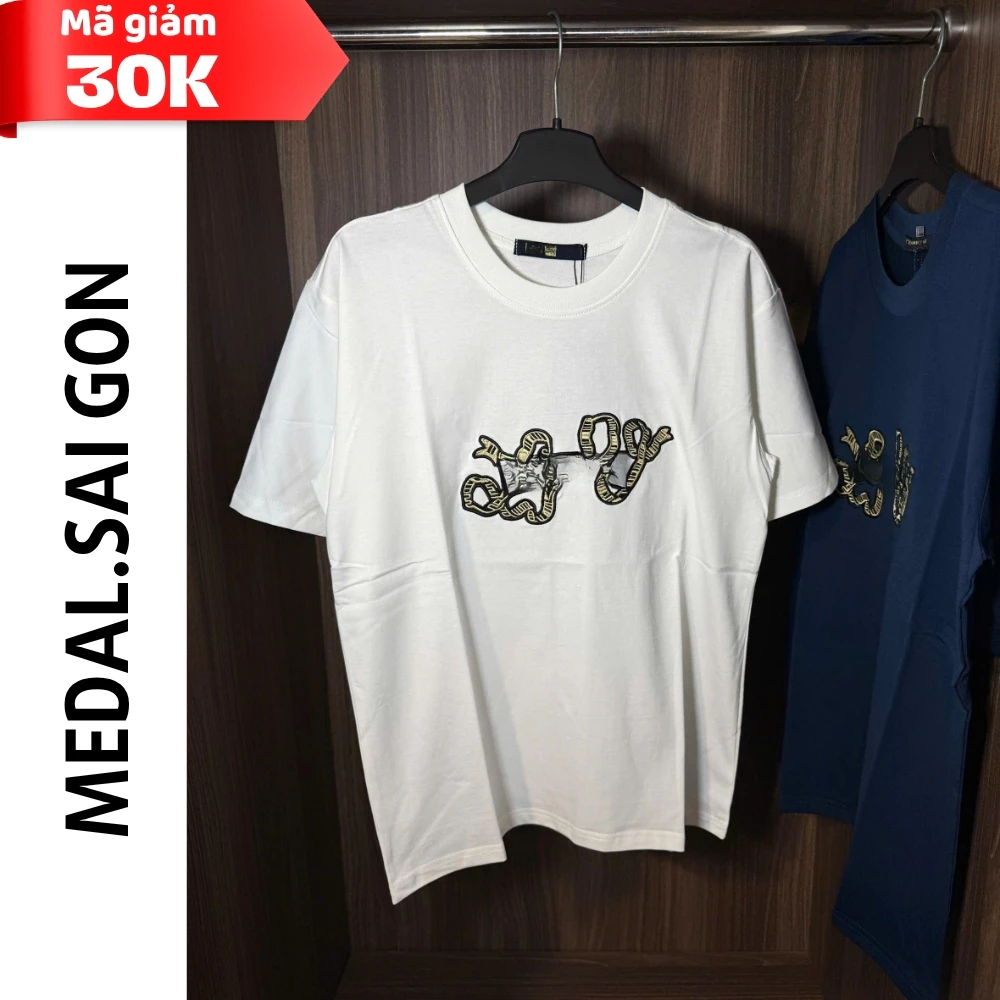 Áo Phông Thêu Nổi Chữ Chất Cotton Hàn Cao Cấp