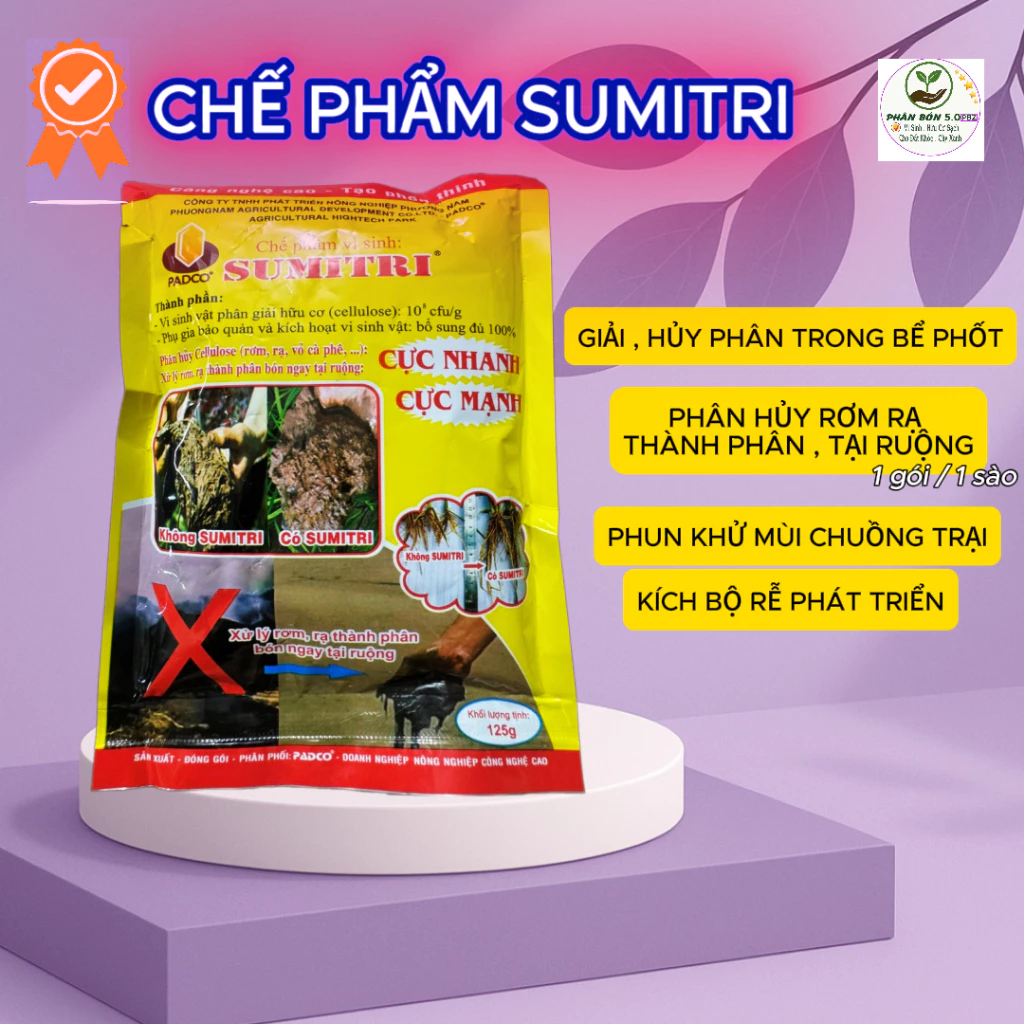 Sumitri 125 g , Xử Lý Hủy Phân Trong Bể Phốt , Phân Huỷ Rơm Rạ , Ủ Phân , Phun chuồng trại Hết Mùi