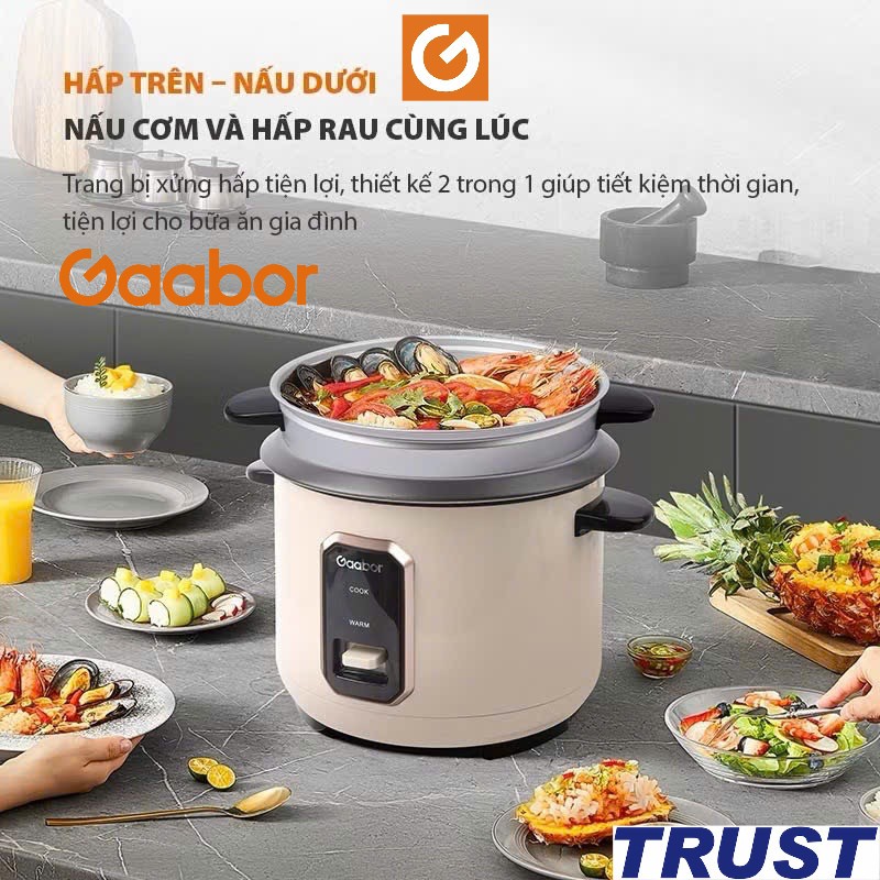 Nồi cơm điện 1.8L Gaabo RC-40M01A 700W nấu và hấp cùng lúc chống dính an toàn, 4 - 5 người