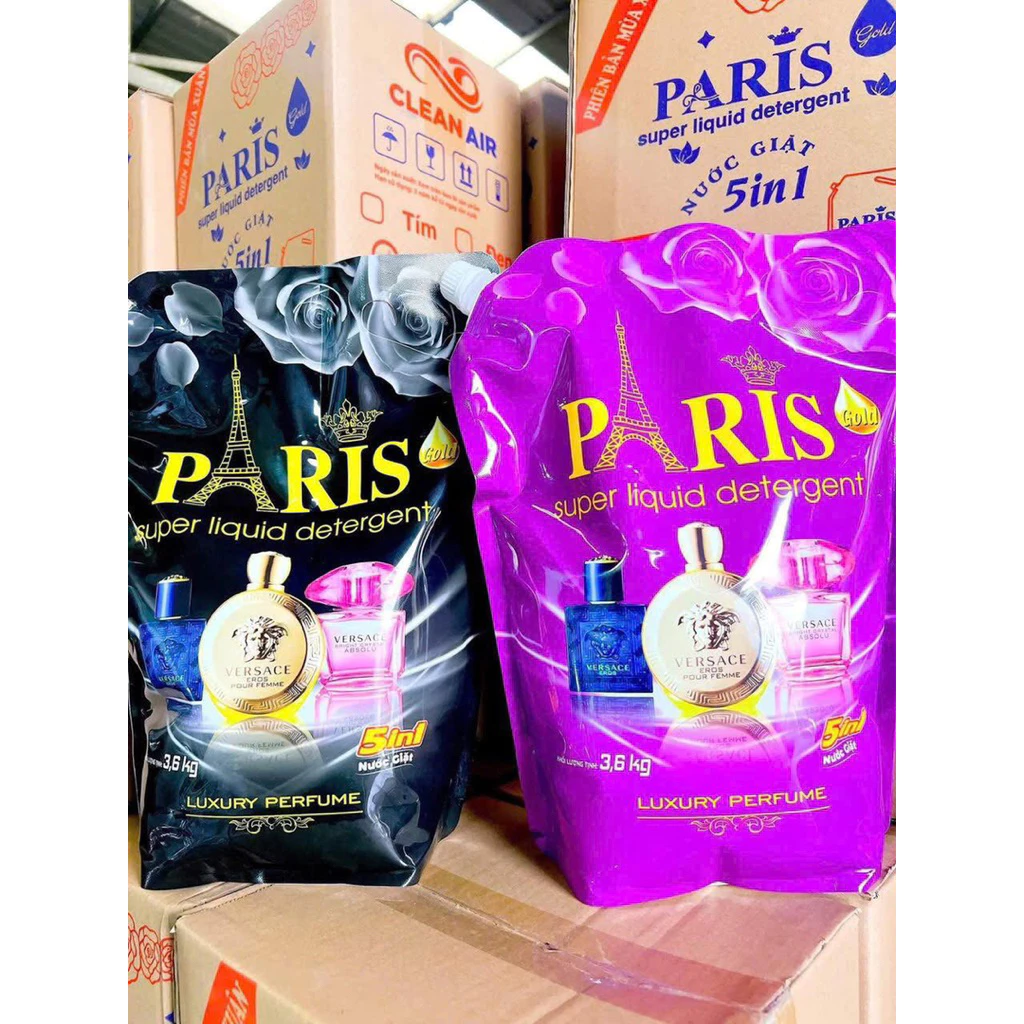 [COMBO 3 TÚI] Nước Giặt Paris 5 IN 1(Túi 3,6kg) Hương Nước Hoa Pháp, Đậm đặc, Lưu hương lâu, Mềm vải, nhiều bọt