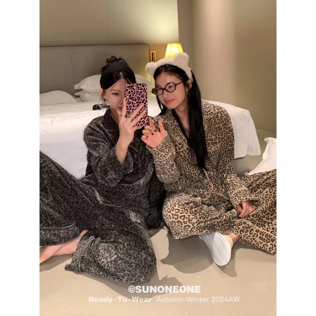 𝐘𝐮𝐫𝐢.𝐬𝐭𝐨𝐫𝐞 Bộ Ngủ Lông Da Beo Ấm Áp Cho Mùa Đông