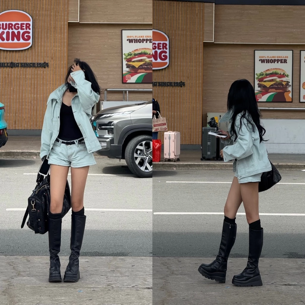[ 𝐃𝐄𝐍𝐈𝐌 𝐒𝐇𝐎𝐑𝐓 ] Set áo khoác denim trench coat xang nhạt - Quần short jeans ngắn cạp trễ, hack chân | BY DANEJI