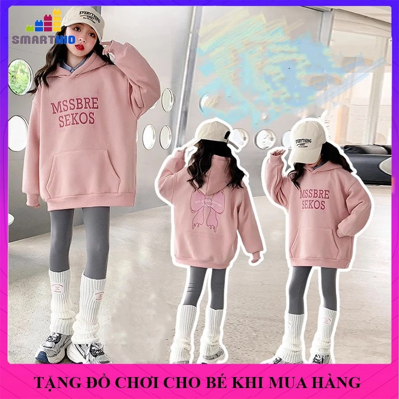 (18-52kg) Áo hoodie bé gái, áo khoác nỉ bé gái mẫu MSSB, áo thu đông bé gái chất nỉ bông dày dặn, áo nỉ cho bé gái