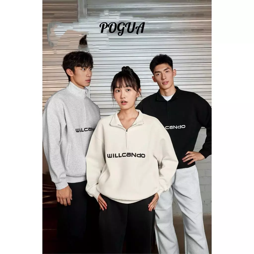 Áo sweater nam nữ WILLCANDO nỉ cotton dày mềm mịn thêu chữ trẻ trung năng động