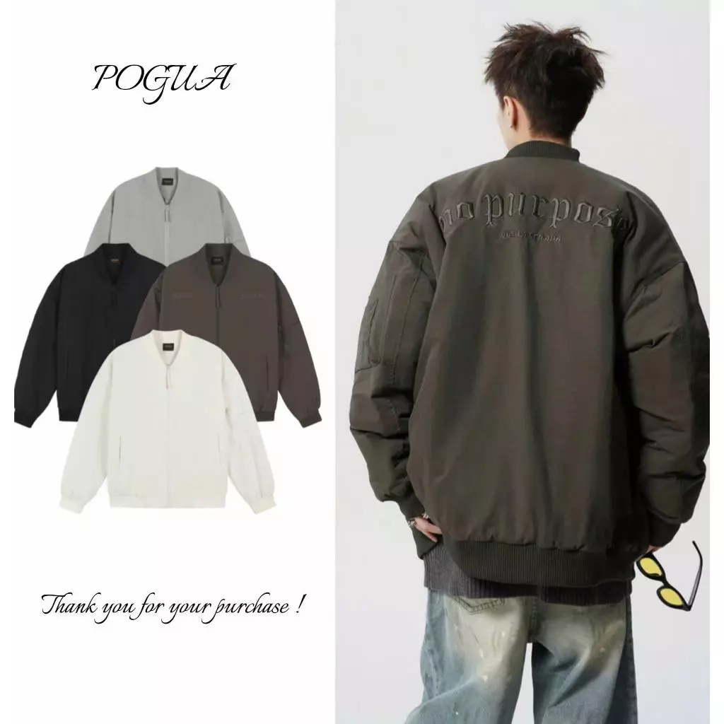Áo khoác gió nam nữ bomber hai lớp có túi khóa họa tiết thêu nổi AKG035