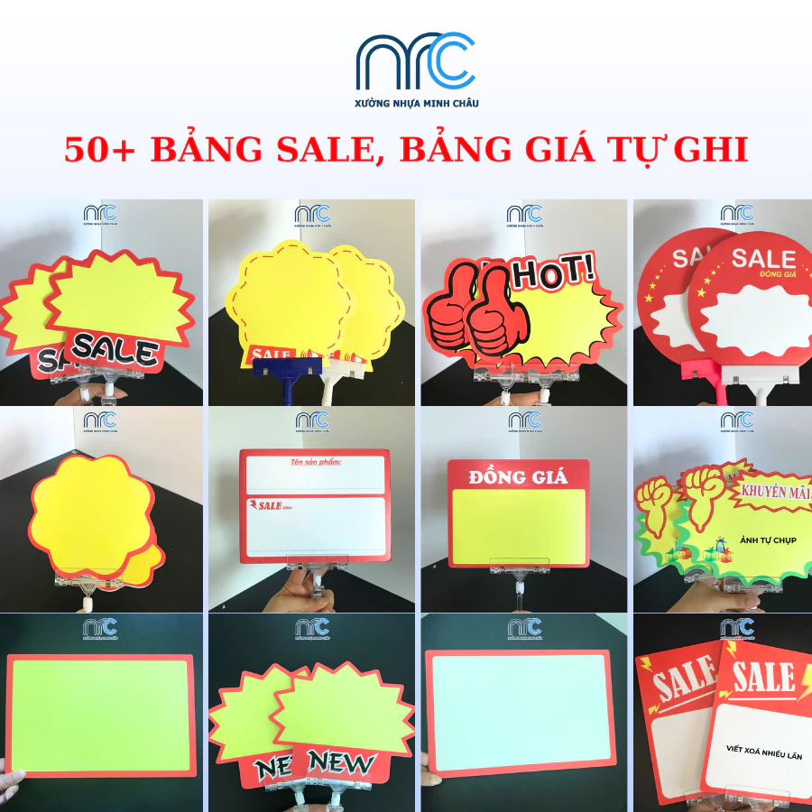 (Combo 2 Bảng) 50+ Bảng sale giảm giá, Bảng giá, Bảng sale tự ghi cho cửa hàng siêu thị - Đa dạng kích thước-Lỗi 1 đổi 1