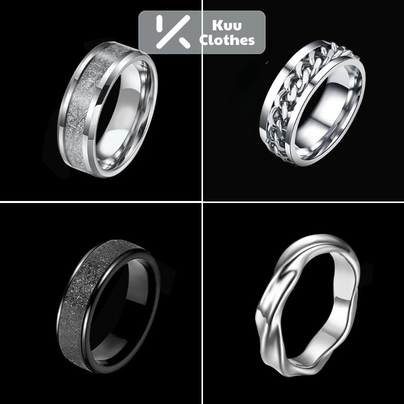 Nhẫn nam titan thời trang Kuu Clothes thiết kế nhiều kiểu dáng âu mỹ dễ phối đồ - Nhẫn Tổng Hợp