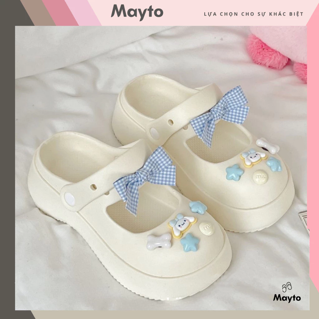 Dép mary jane nữ ,dép sục Mayto đế cao 5cm Sticker cinamon XIXITIAO quai hậu dễ thương CS-19