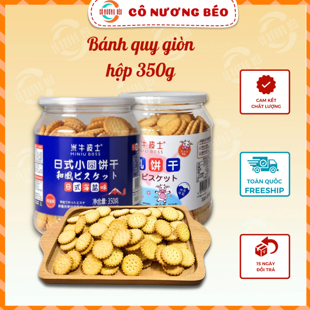 Bánh Quy Giòn MINIU BOSS Vị Sữa & Muối Biển Hộp 350g bánh kẹo Cô Nương Béo