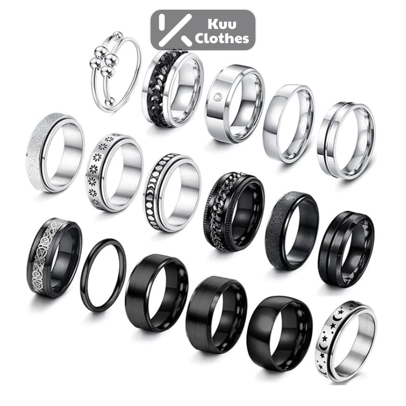 Nhẫn Nam Titan Phụ Kiện Trang Sức Kuu Clothes ,Nhẫn Xoay Đính Đá Nhiều Mẫu Mã Phong Cách Âu Mỹ Cá Tính