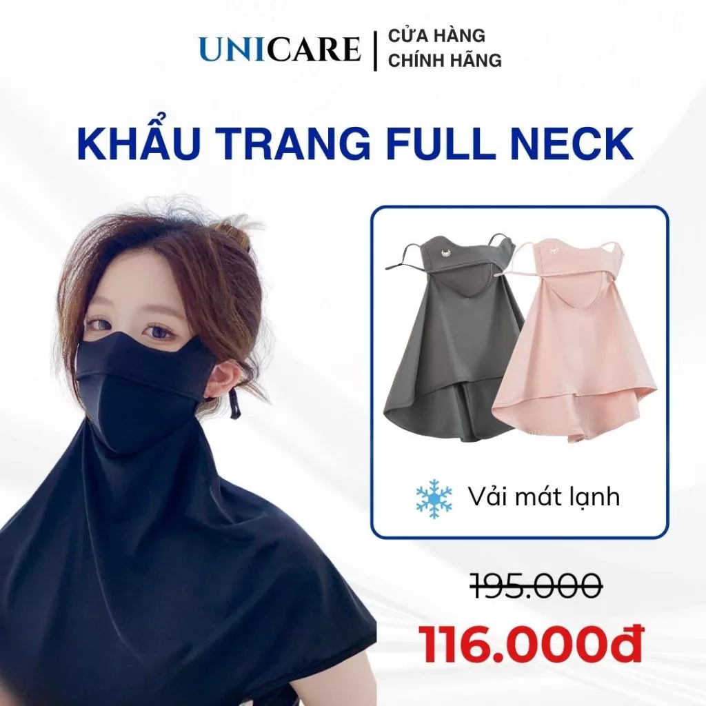Khẩu trang trùm cổ Unicare Neck Proof chống tia cực tím và tái sử dụng được nhiều lần - Chính hã