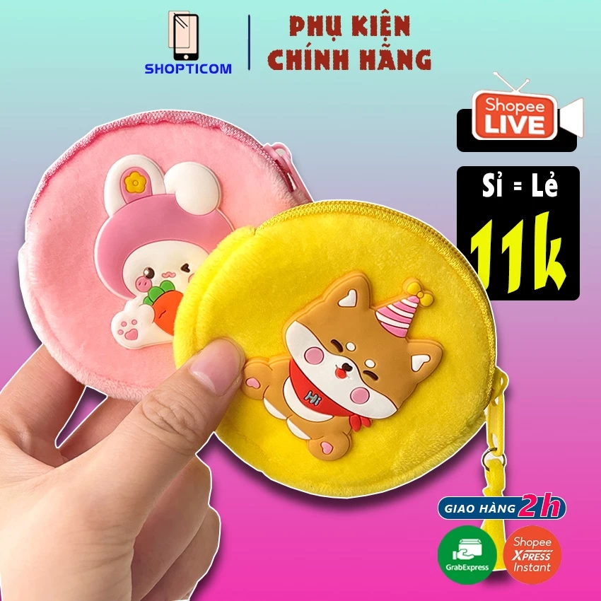 Hộp bao đựng tai nghe S P hình tròn có dây kéo chứa dây cáp sạc