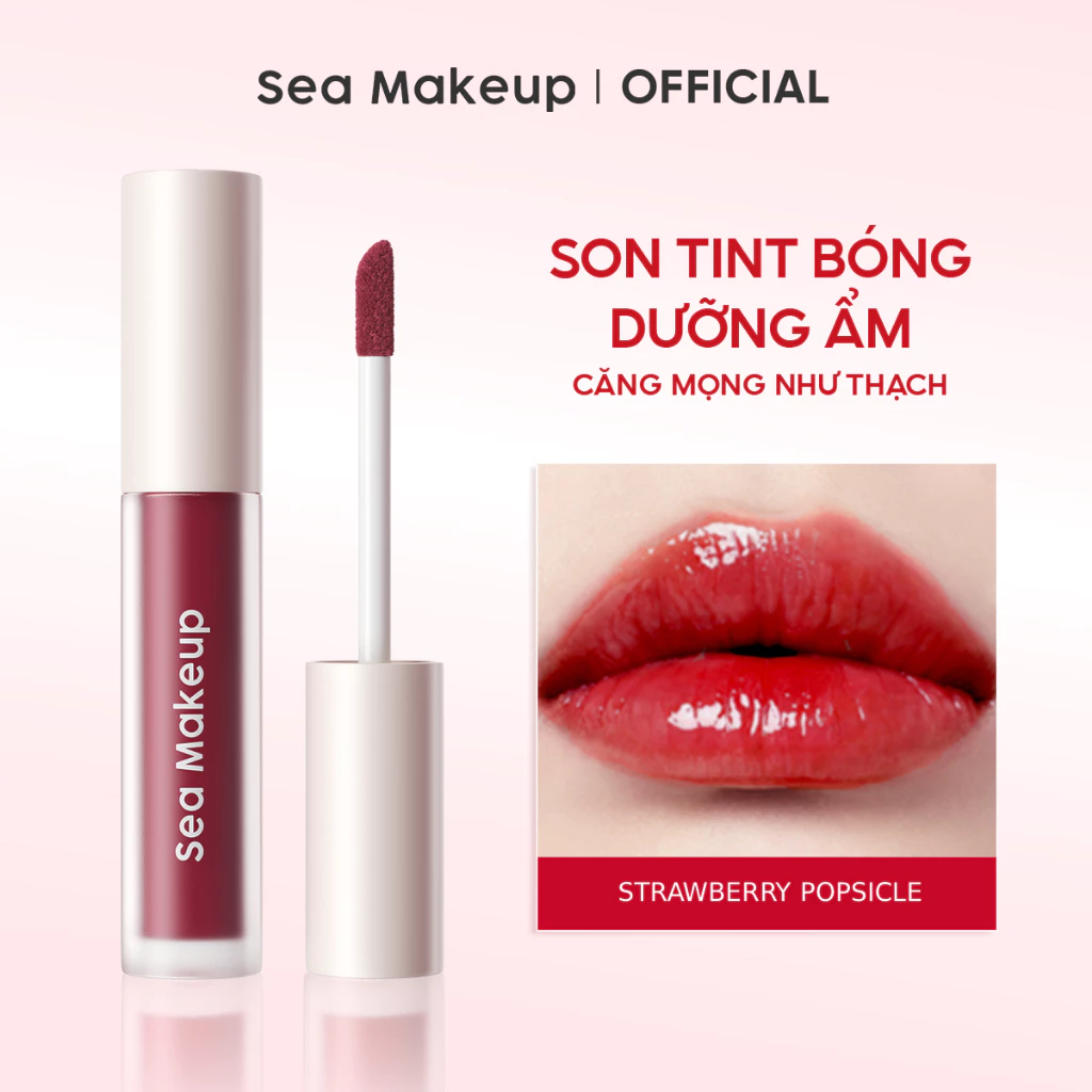 Son tint Sea Makeup 03 Hồng kẹo dâu Popsic bóng bền màu lâu trôi cho đôi môi căng mọng ẩm mịn dưỡng ẩm cho môi 3.2g