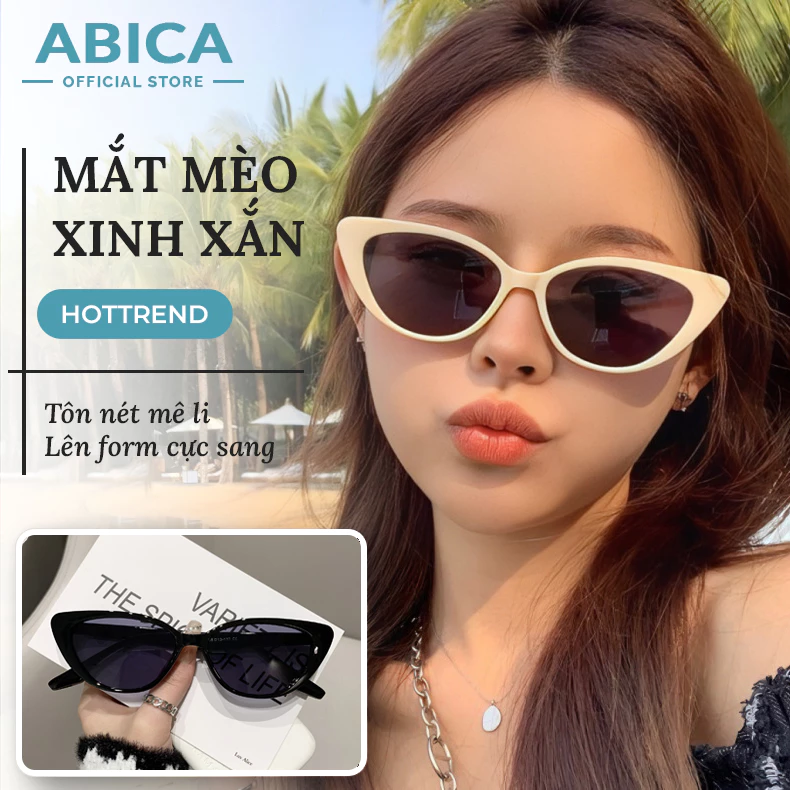Kính mắt râm mát nữ nam mắt kính không độ chống tia UV400 phong cách Hàn Quốc cá tính siêu ngầu hot ABICA 264