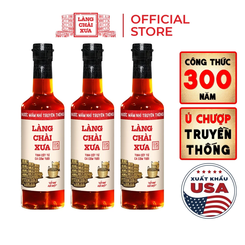 [Combo 3 chai] Nước Mắm Nhỉ 30 độ đạm Làng Chài Xưa truyền thống nhãn đỏ 500ml cốt nhỉ đặc biệt
