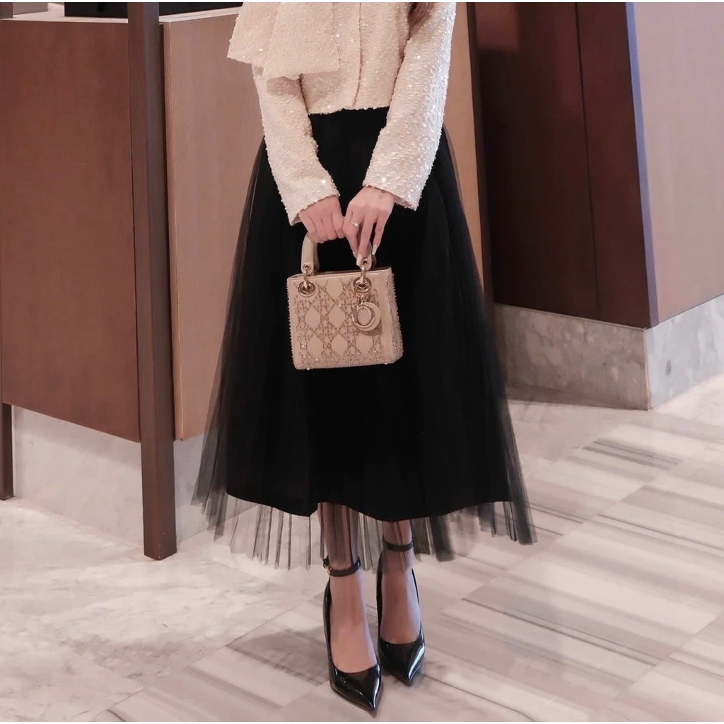 Jinny Long Skirt - Chân váy voan xếp ly cao cấp DTM