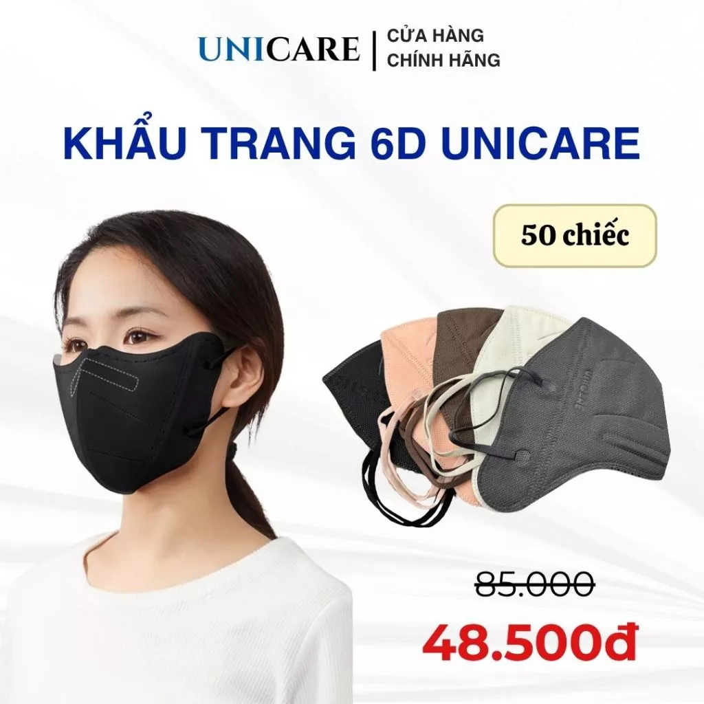 Khẩu trang 9A Unicare, combo 50 chiếc khẩu trang 5 lớp kháng khuẩn bảo vệ sức khỏe và chống tia UV - Hàng chính hãng