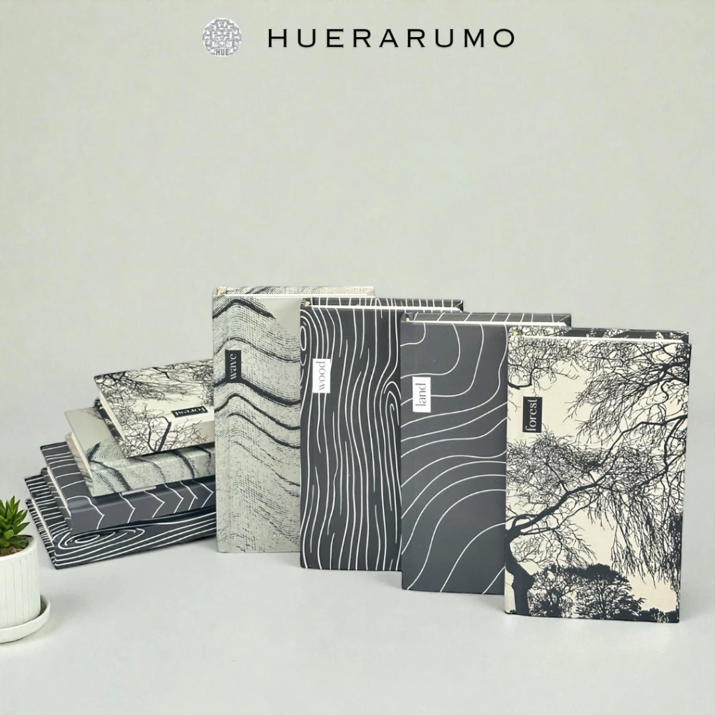 Sổ Tay Bìa Cứng 10.5x18 HUERARUMO 200 Trang – Bộ sưu tập IN NATURE – Giấy 100gsm – Kẻ Ngang / Chấm / Caro