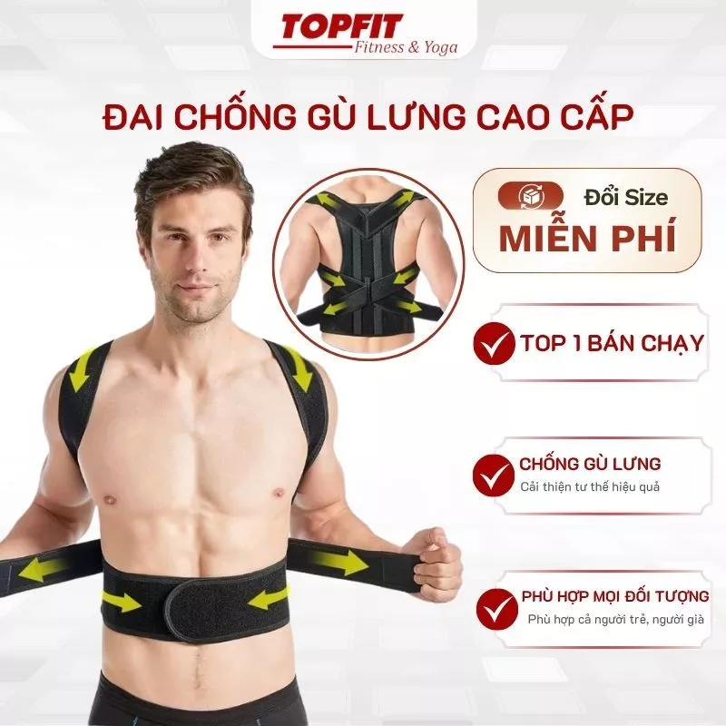 Đai Chống Gù Lưng Cao Cấp Ckicocare Topbody Topfit ,Điều Chỉnh Dáng, chuyên dụng cho dân văn phòng, học sinh DAIGU05