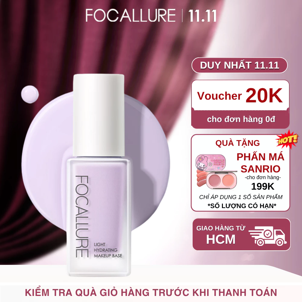 Kem Lót FOCALLURE Dưỡng Ẩm Làm Sáng Da Chống Thấm Nước 30g