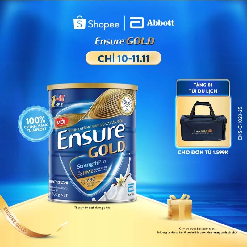 Sữa bột Ensure Gold Abbott hương vani 800g
