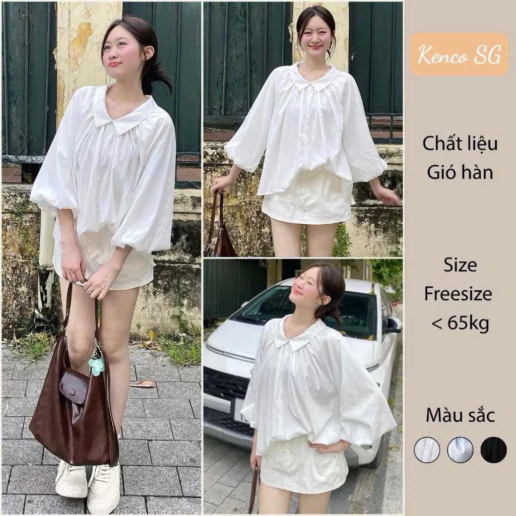 Áo Sơ Mi Over Size Tay Bồng Cổ Bẻ A3111 KENCO Thời Trang Nữ Bigsize