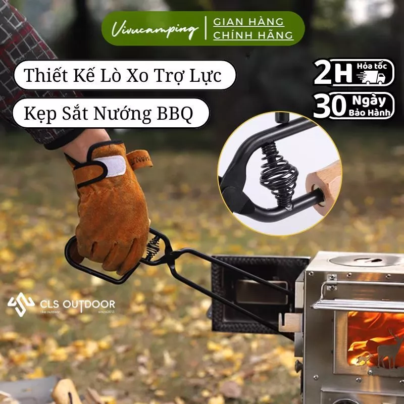 Kẹp Gắp Rác Dã Ngoại Chất Liệu Thép Chống Gỉ Tiện Dụng, Kẹp Gắp Than Nướng BBQ Cắm Trại Camping