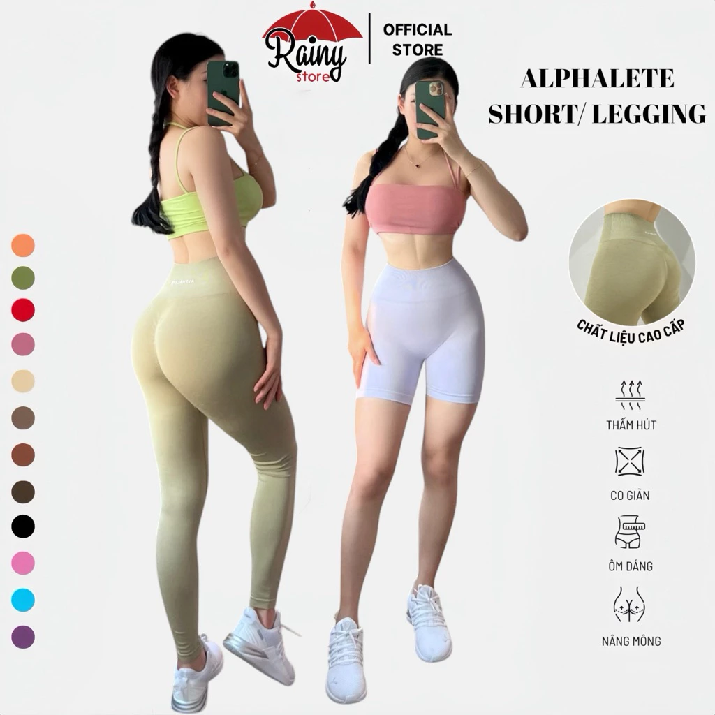 [ Quần Đùi/ Quần Dài LƯNG CAO ] ALPHA Legging / Short Quần Tập Gym, Yoga DỆT KIM, Chun Mông Rainy Store