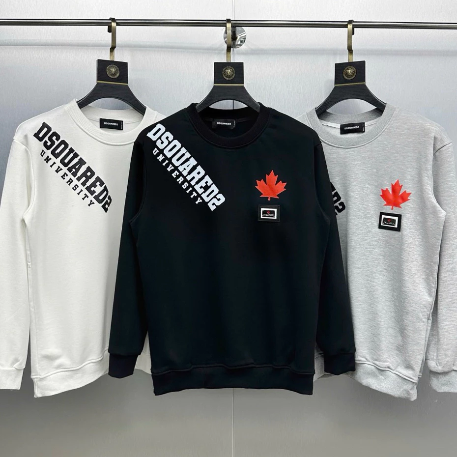 Áo sweater nỉ nam nữ Đ2 lá đỏ nỉ bông cao cấp thêu logo sắt mix chữ in quanh cổ 3 màu bo tay bo cổ